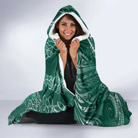 Polynesia Plumeria Lei Hooded Blanket Sage Green Curves Motif LT7 - Polynesian Pride