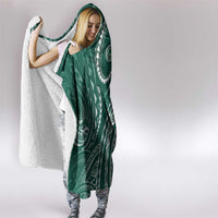 Polynesia Plumeria Lei Hooded Blanket Sage Green Curves Motif LT7 - Polynesian Pride