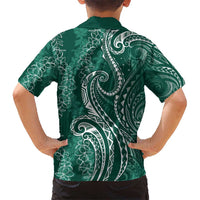 Polynesia Plumeria Lei Kid Hawaiian Shirt Sage Green Curves Motif LT7 - Polynesian Pride