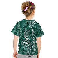 Polynesia Plumeria Lei Kid T Shirt Sage Green Curves Motif LT7 - Polynesian Pride