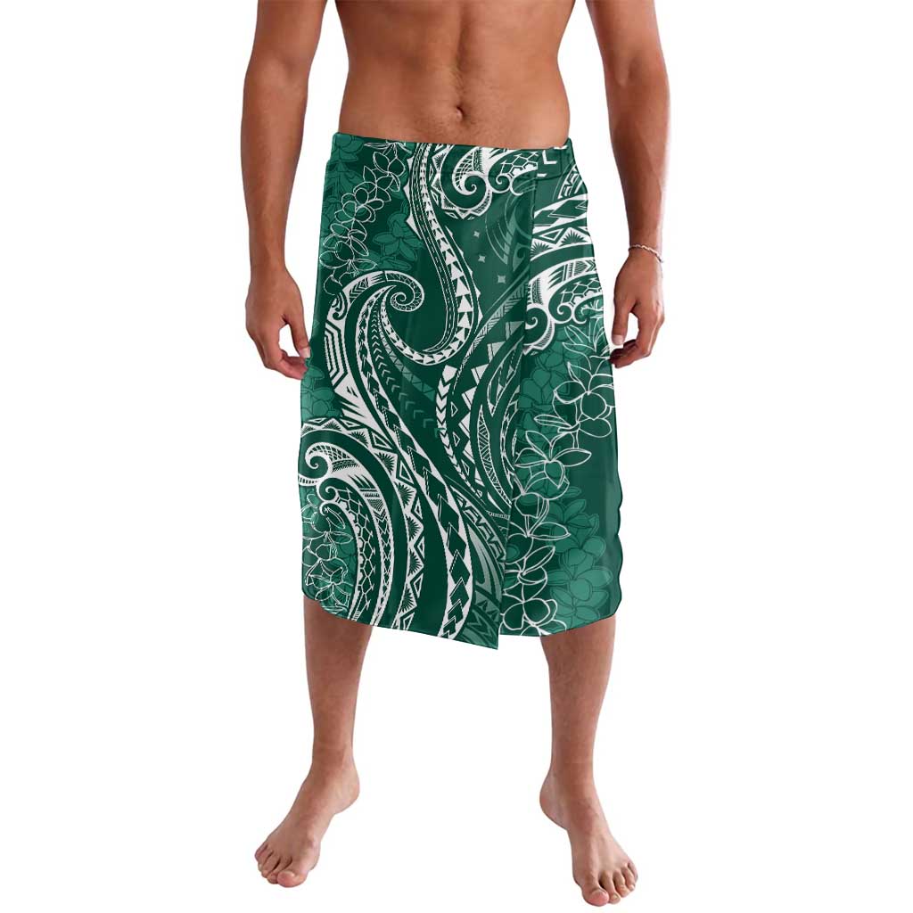 Polynesia Plumeria Lei Lavalava Sage Green Curves Motif LT7 Dark Green - Polynesian Pride