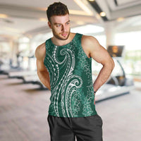 Polynesia Plumeria Lei Men Tank Top Sage Green Curves Motif LT7 Dark Green - Polynesian Pride