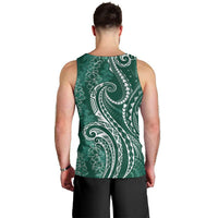 Polynesia Plumeria Lei Men Tank Top Sage Green Curves Motif LT7 - Polynesian Pride