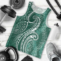 Polynesia Plumeria Lei Men Tank Top Sage Green Curves Motif LT7 - Polynesian Pride