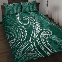 Polynesia Plumeria Lei Quilt Bed Set Sage Green Curves Motif LT7 Dark Green - Polynesian Pride