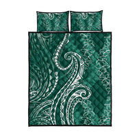 Polynesia Plumeria Lei Quilt Bed Set Sage Green Curves Motif LT7 - Polynesian Pride