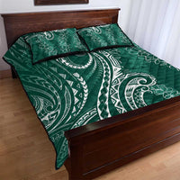 Polynesia Plumeria Lei Quilt Bed Set Sage Green Curves Motif LT7 - Polynesian Pride