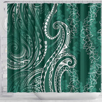 Polynesia Plumeria Lei Shower Curtain Sage Green Curves Motif LT7 - Polynesian Pride