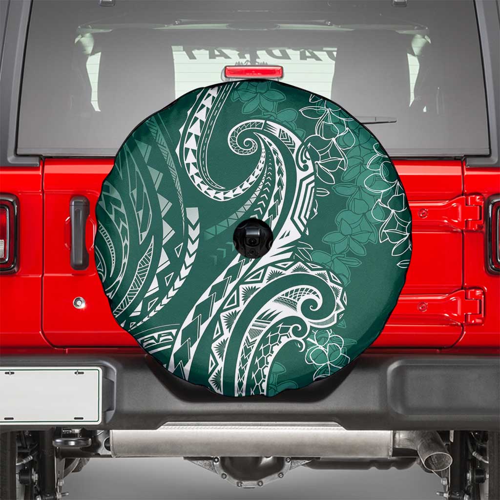Polynesia Plumeria Lei Spare Tire Cover Sage Green Curves Motif LT7 - Polynesian Pride