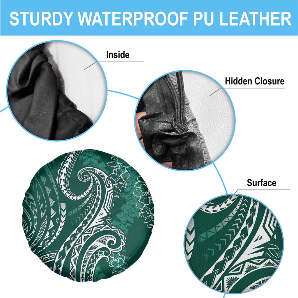 Polynesia Plumeria Lei Spare Tire Cover Sage Green Curves Motif LT7 - Polynesian Pride