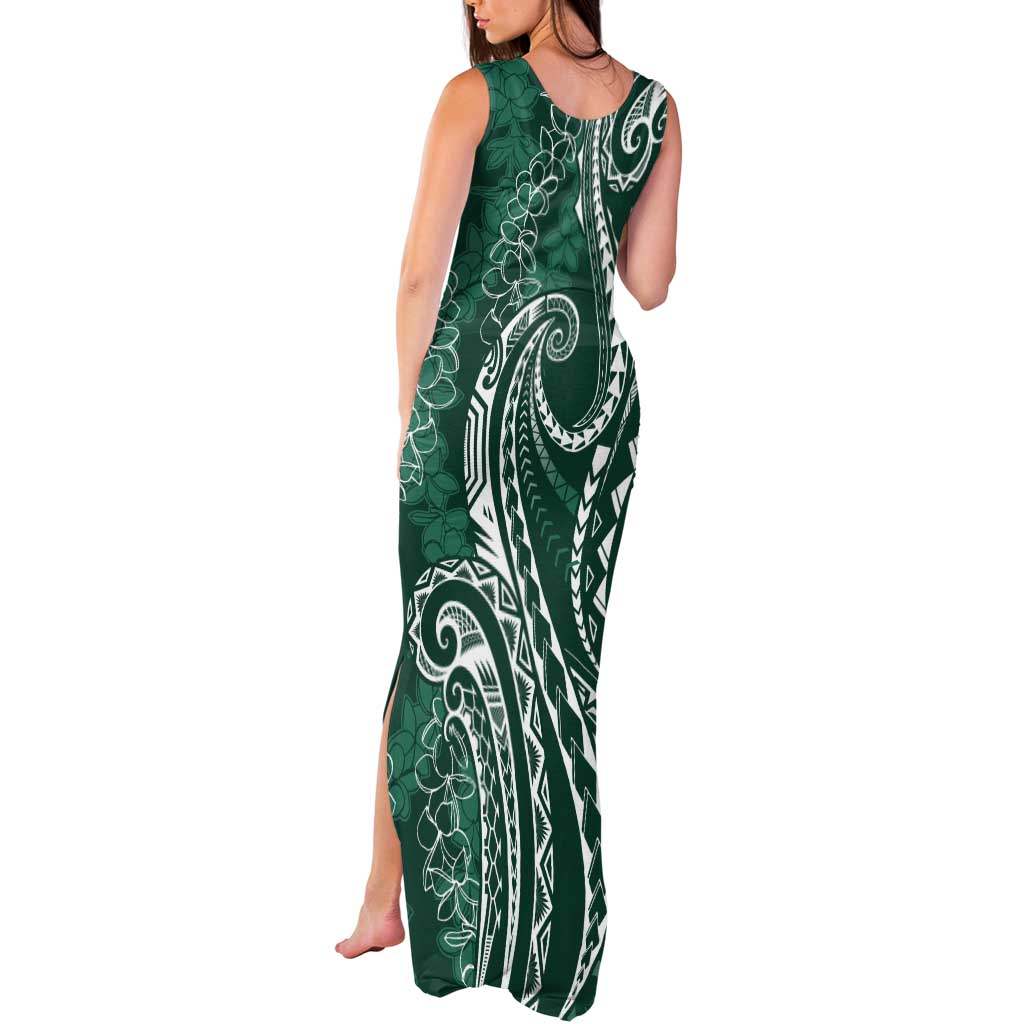Polynesia Plumeria Lei Tank Maxi Dress Sage Green Curves Motif LT7 - Polynesian Pride