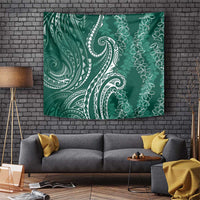 Polynesia Plumeria Lei Tapestry Sage Green Curves Motif LT7 Dark Green - Polynesian Pride