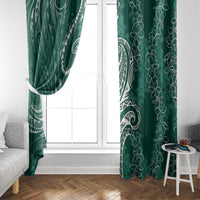Polynesia Plumeria Lei Window Curtain Sage Green Curves Motif LT7 - Polynesian Pride