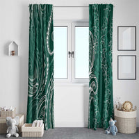 Polynesia Plumeria Lei Window Curtain Sage Green Curves Motif LT7 - Polynesian Pride