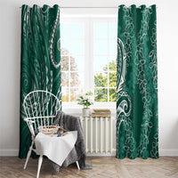 Polynesia Plumeria Lei Window Curtain Sage Green Curves Motif LT7 - Polynesian Pride