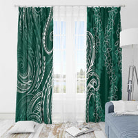 Polynesia Plumeria Lei Window Curtain Sage Green Curves Motif LT7 - Polynesian Pride