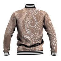 Polynesia Plumeria Lei Baseball Jacket Beige Curves Motif LT7 - Polynesian Pride