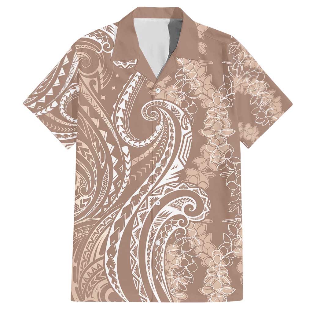 Polynesia Plumeria Lei Hawaiian Shirt Beige Curves Motif LT7 Beige - Polynesian Pride