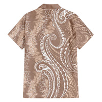 Polynesia Plumeria Lei Hawaiian Shirt Beige Curves Motif LT7 - Polynesian Pride