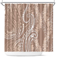 Polynesia Plumeria Lei Shower Curtain Beige Curves Motif LT7 Beige - Polynesian Pride
