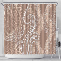 Polynesia Plumeria Lei Shower Curtain Beige Curves Motif LT7 - Polynesian Pride