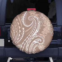 Polynesia Plumeria Lei Spare Tire Cover Beige Curves Motif LT7 No hole Beige - Polynesian Pride
