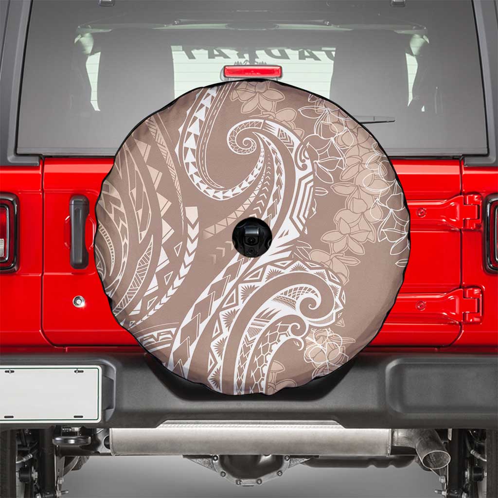 Polynesia Plumeria Lei Spare Tire Cover Beige Curves Motif LT7 - Polynesian Pride
