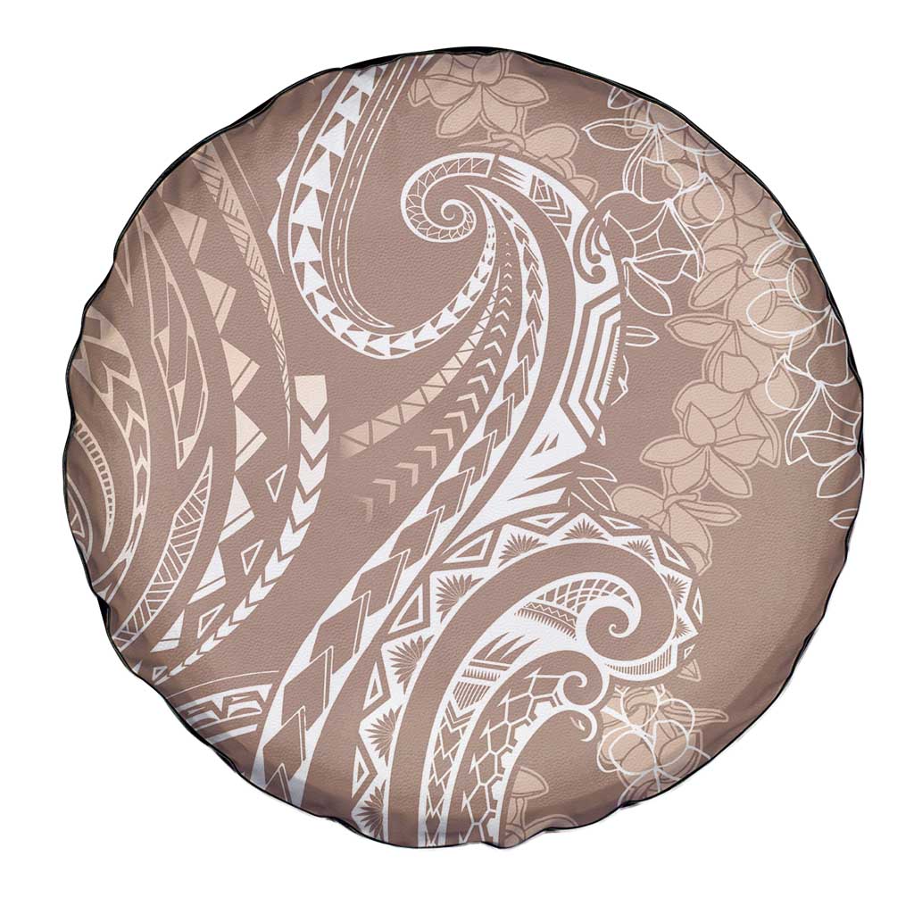 Polynesia Plumeria Lei Spare Tire Cover Beige Curves Motif LT7 - Polynesian Pride