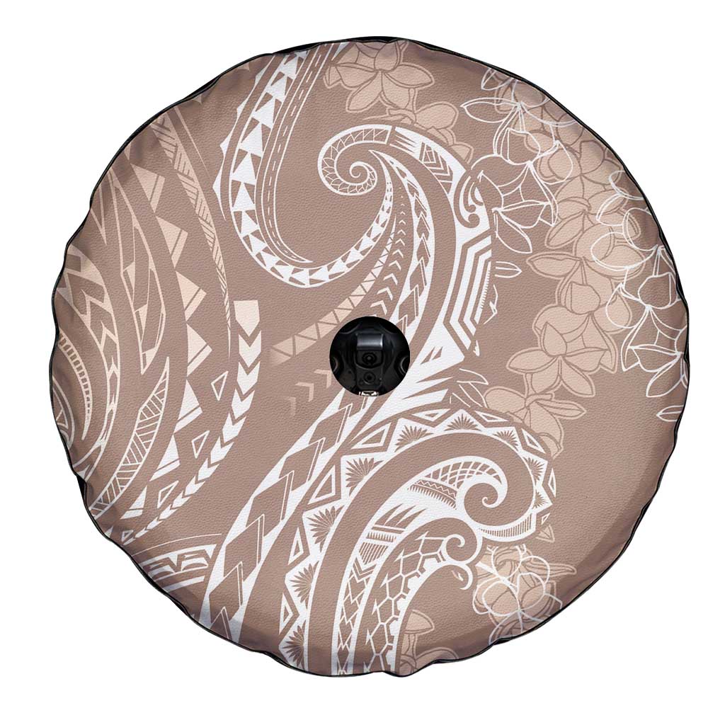 Polynesia Plumeria Lei Spare Tire Cover Beige Curves Motif LT7 - Polynesian Pride