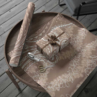 Polynesia Plumeria Lei Wrapping Paper Beige Curves Motif LT7 - Polynesian Pride
