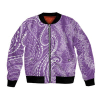 Polynesia Plumeria Lei Bomber Jacket Periwinkle Curves Motif LT7 Unisex Periwinkle - Polynesian Pride