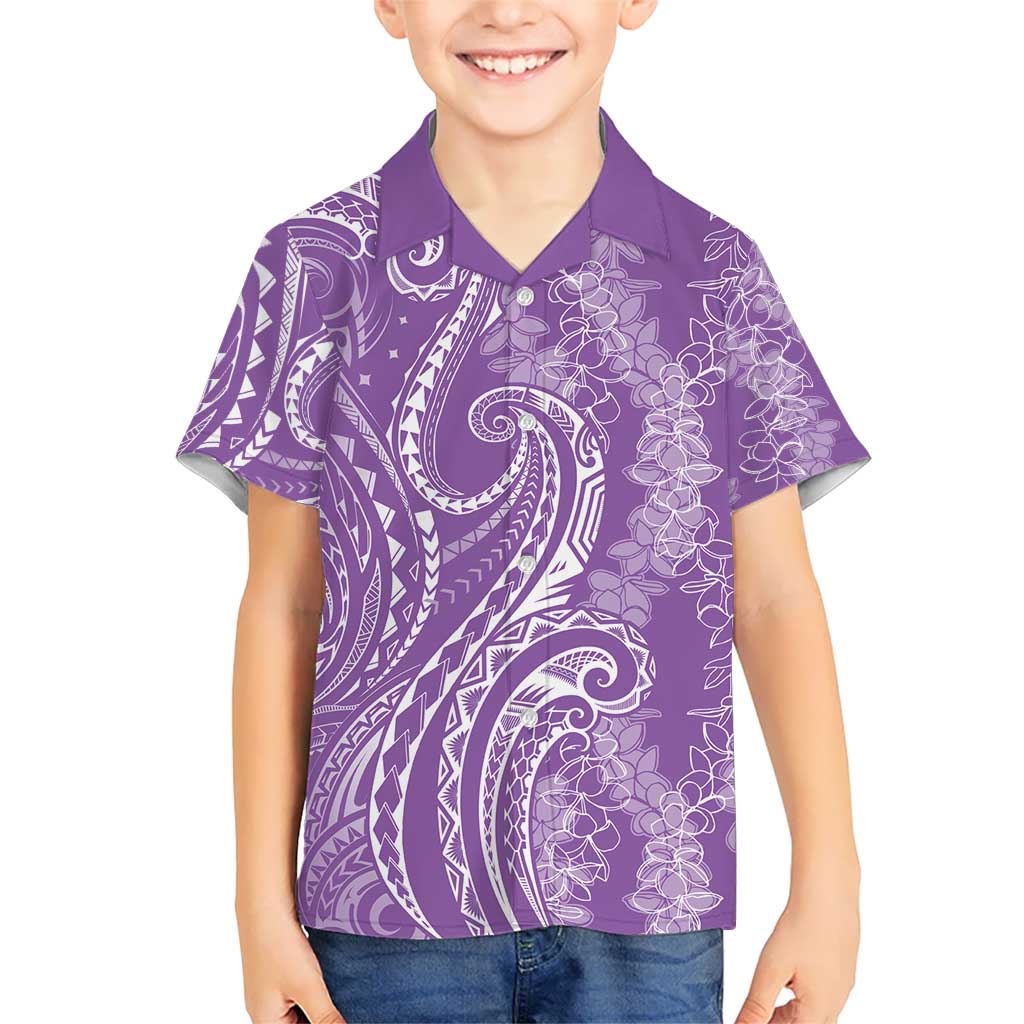 Polynesia Plumeria Lei Kid Hawaiian Shirt Periwinkle Curves Motif LT7 Kid Periwinkle - Polynesian Pride