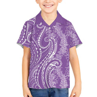 Polynesia Plumeria Lei Kid Hawaiian Shirt Periwinkle Curves Motif LT7 Kid Periwinkle - Polynesian Pride