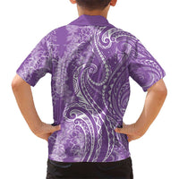 Polynesia Plumeria Lei Kid Hawaiian Shirt Periwinkle Curves Motif LT7 - Polynesian Pride