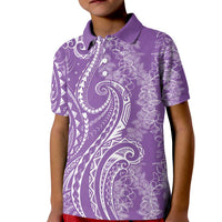 Polynesia Plumeria Lei Kid Polo Shirt Periwinkle Curves Motif LT7 Kid Periwinkle - Polynesian Pride