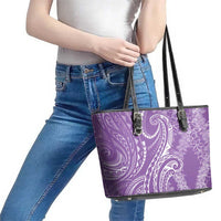 Polynesia Plumeria Lei Leather Tote Bag Periwinkle Curves Motif LT7 - Polynesian Pride