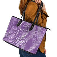 Polynesia Plumeria Lei Leather Tote Bag Periwinkle Curves Motif LT7 - Polynesian Pride