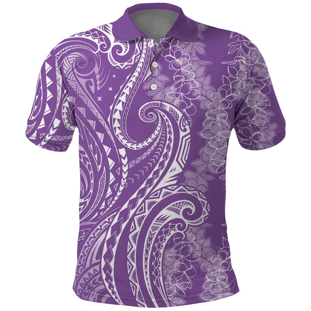 Polynesia Plumeria Lei Polo Shirt Periwinkle Curves Motif LT7 Periwinkle - Polynesian Pride