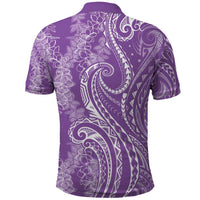 Polynesia Plumeria Lei Polo Shirt Periwinkle Curves Motif LT7 - Polynesian Pride