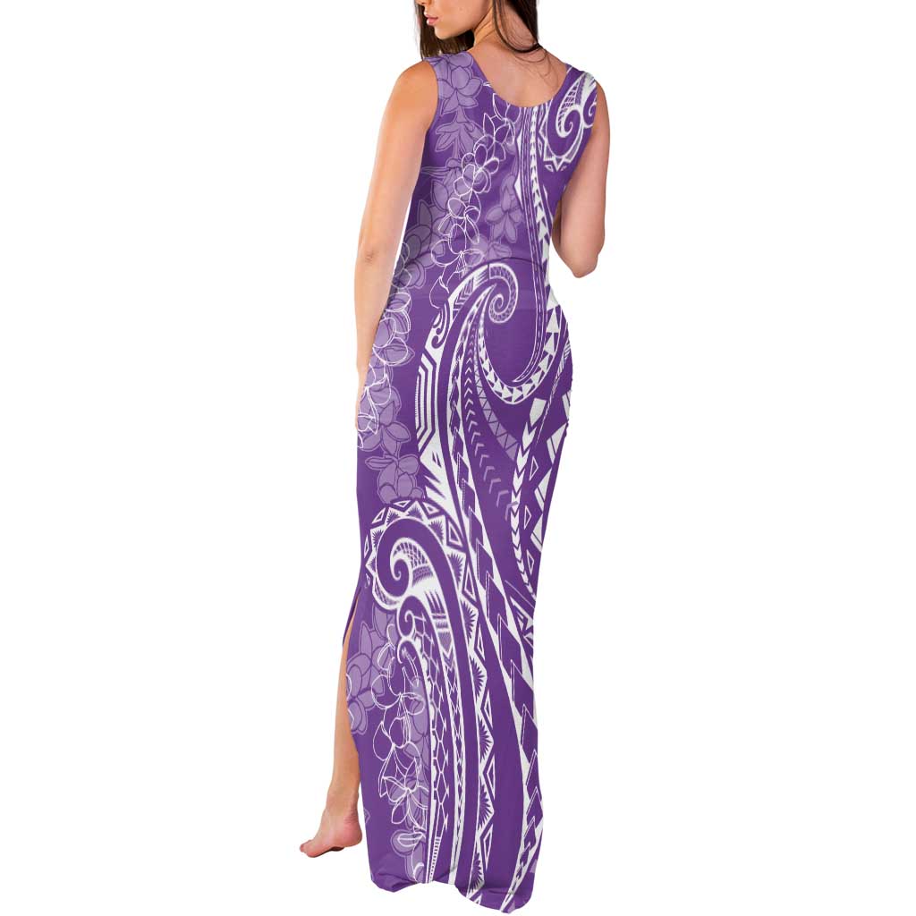 Polynesia Plumeria Lei Tank Maxi Dress Periwinkle Curves Motif LT7 - Polynesian Pride