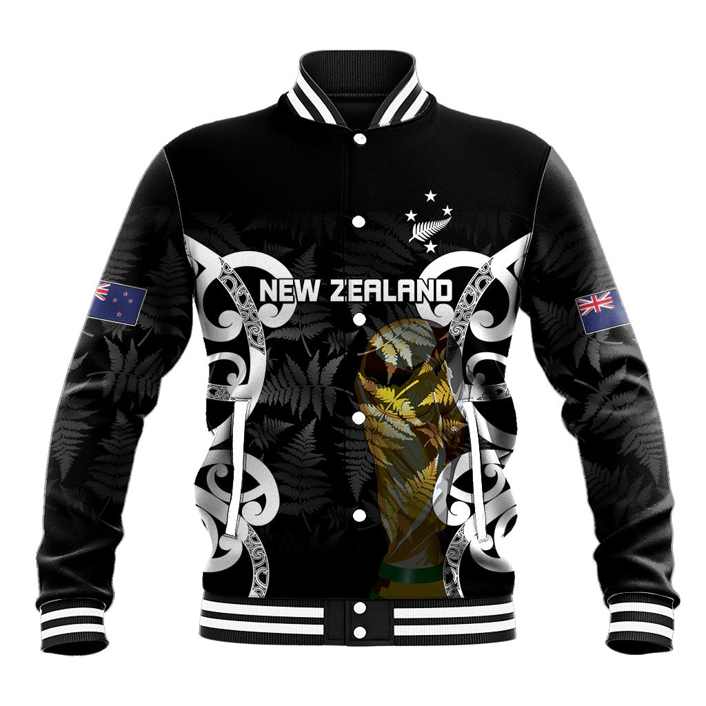 New Zealand WC2026 Custom Black Baseball Jacket Silver Fern LT7 Unisex Black - Polynesian Pride