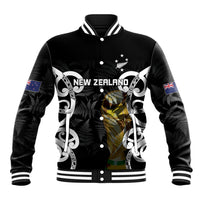 New Zealand WC2026 Custom Black Baseball Jacket Silver Fern LT7 Unisex Black - Polynesian Pride