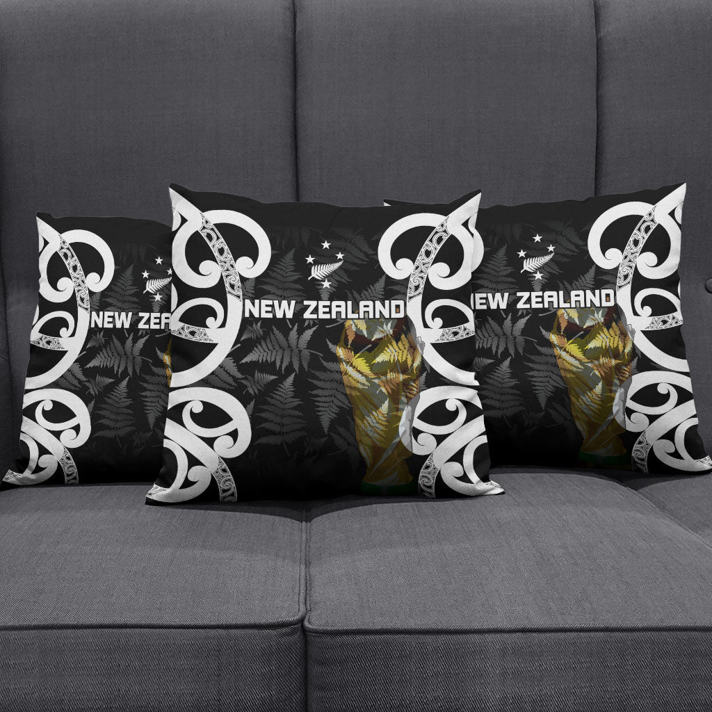 New Zealand WC2026 Black Pillow Cover Silver Fern LT7 - Polynesian Pride