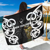New Zealand WC2026 Black Sarong Silver Fern LT7 One Size 44 x 66 inches Black - Polynesian Pride