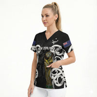 New Zealand WC2026 Custom Black Scrub Top Silver Fern LT7 - Polynesian Pride