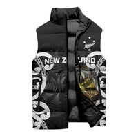 New Zealand WC2026 Custom Black Sleeveless Puffer Jacket Silver Fern LT7 - Polynesian Pride