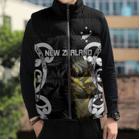 New Zealand WC2026 Custom Black Sleeveless Puffer Jacket Silver Fern LT7 - Polynesian Pride