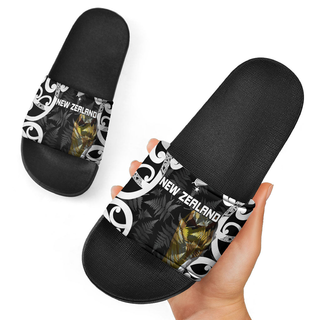 New Zealand WC2026 Black Slide Sandals Silver Fern LT7 - Polynesian Pride