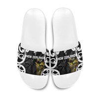 New Zealand WC2026 Black Slide Sandals Silver Fern LT7 Black - Polynesian Pride