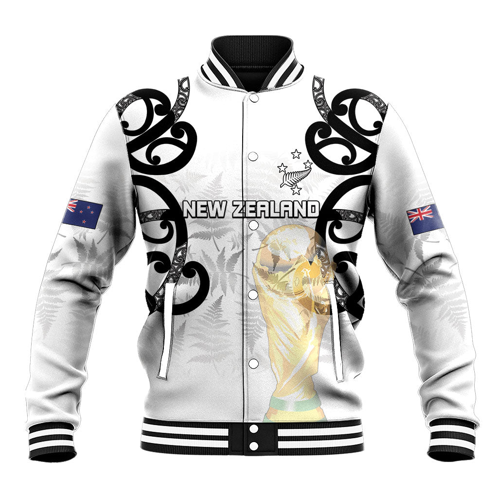 New Zealand WC2026 Custom White Baseball Jacket Silver Fern LT7 Unisex White - Polynesian Pride
